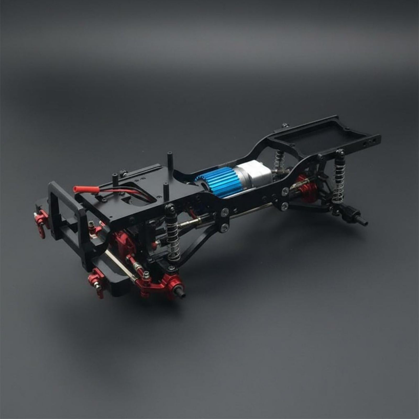 Marco de Coche Eléctrico Estructura RC Crawler Chasis de Metal con Amortiguadores y Vínculos Ajustables Motor 370 Caja Precisa Compatible 1/12 D90 D91, Rojo