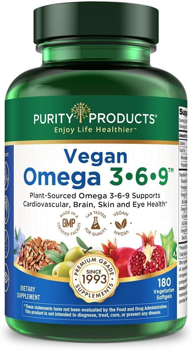 Purity Products Vegan Omega 3 6 9 Formula Essential Fatty Acid Complex
