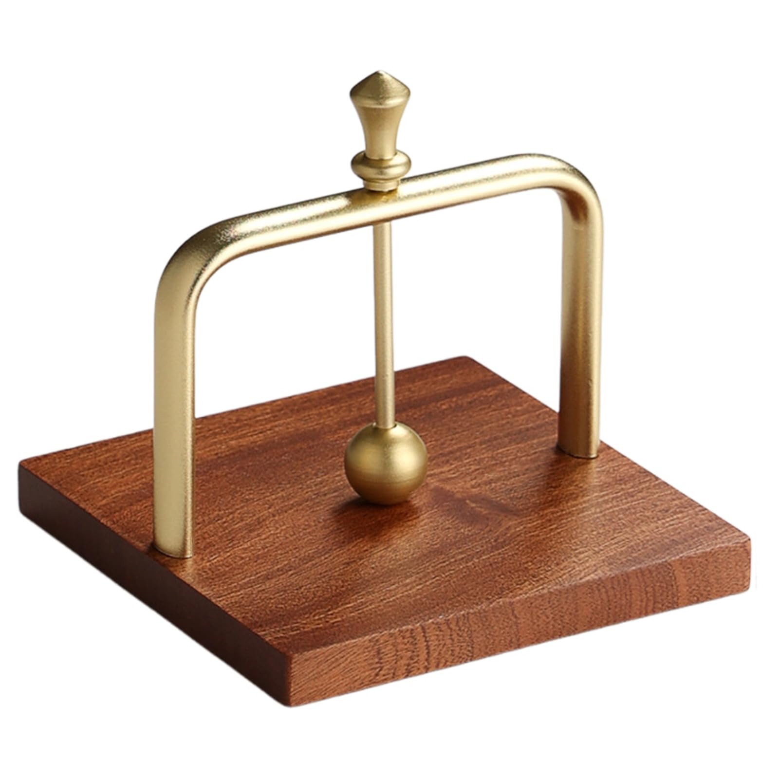 Serviettenhalter für den Tisch in Gold, mit beschwertem Arm, Holzsockel und Ständer aus Aluminiumlegierung, Metall-Druckstange, quadratisches Design für Küche, Büro, Restaurant