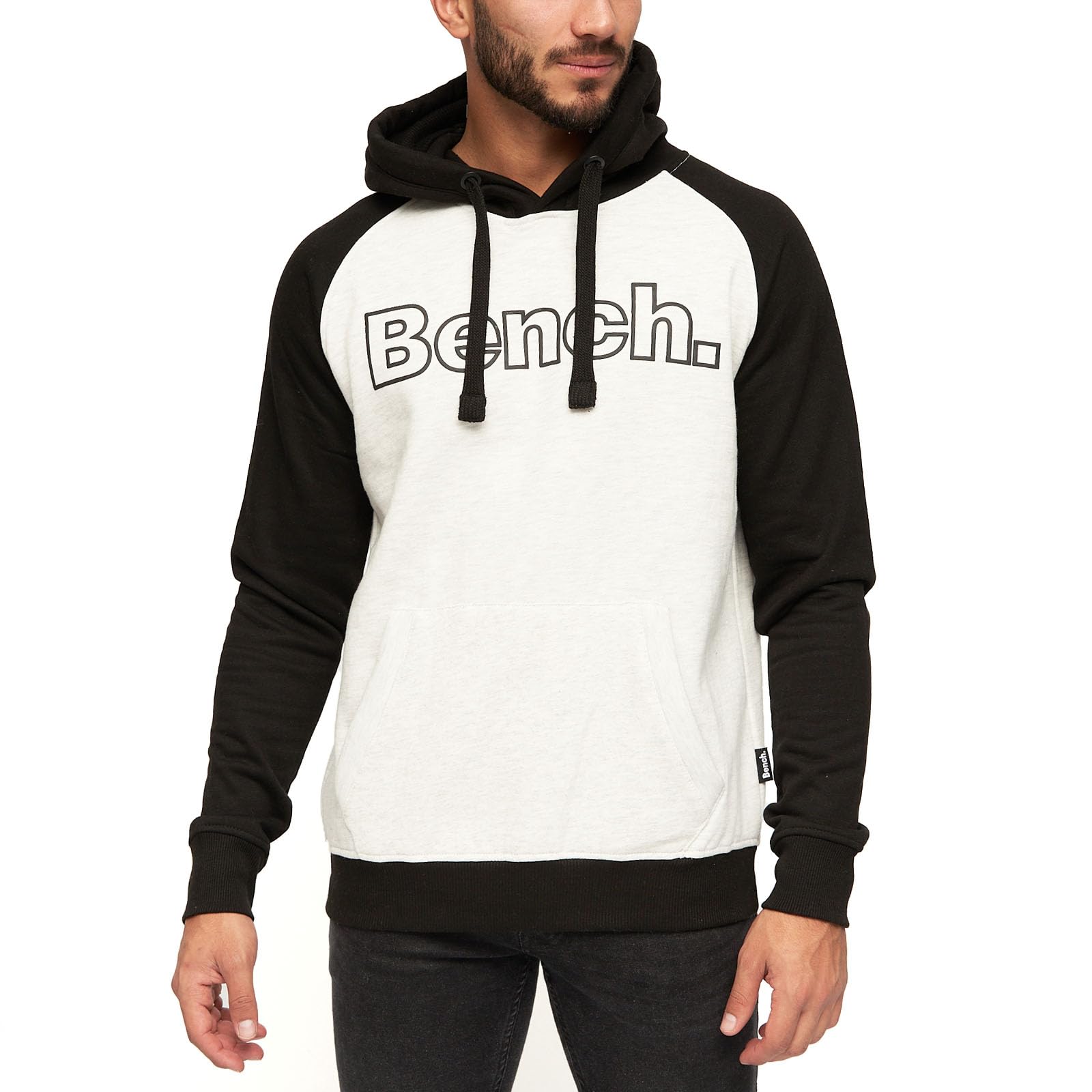 Bench Mens Manchini Pullover Hooded Sweatshirt Hoodie - Ecru Marl - S