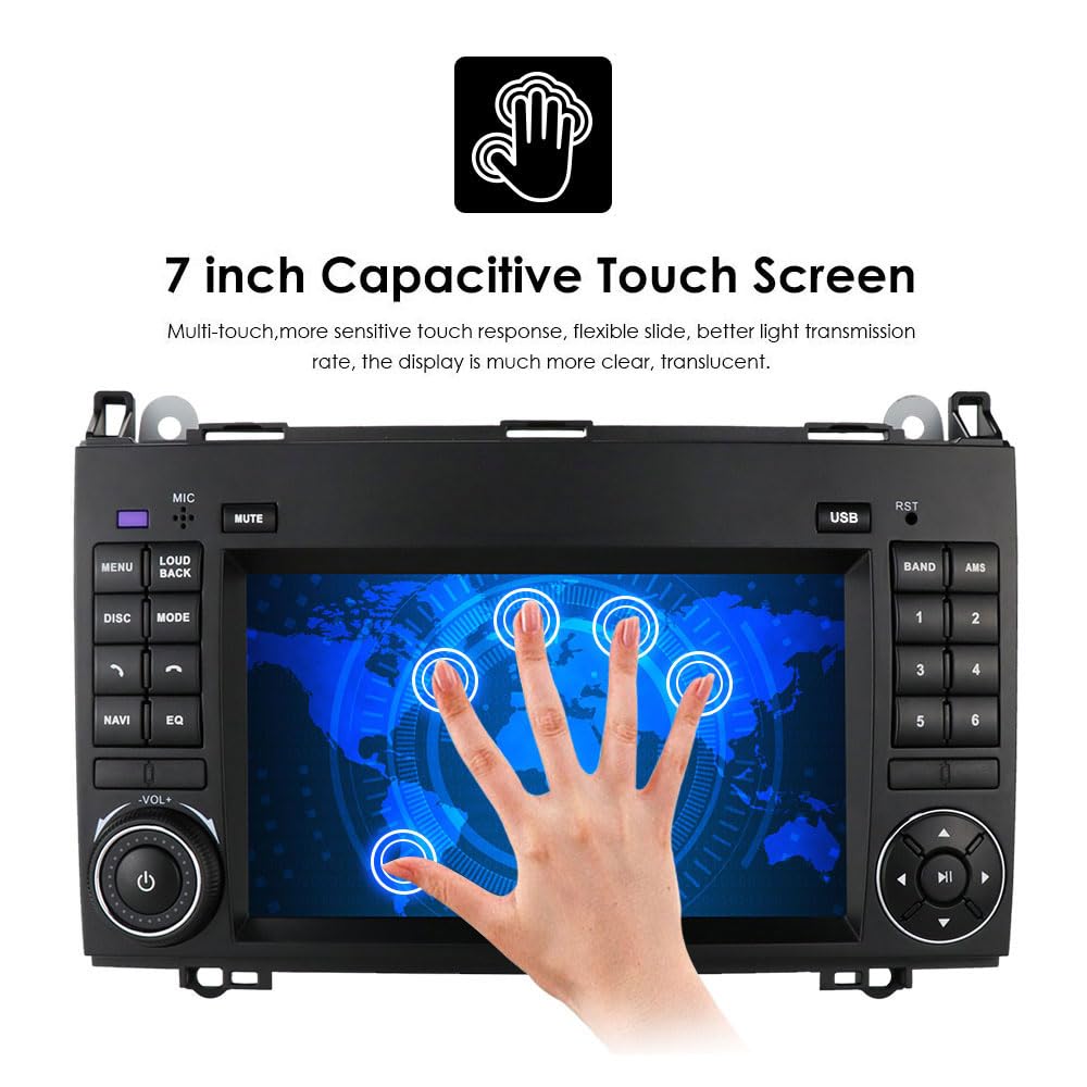 7'' Multimedia AHD GPS Navigation Canbus RDS Radio Audio Player Stereo CarPlay IOS Android+Rückfahrkamera Kompatibel mit Mercedes-Benz W169/W245/W639 W447/Vito/Viano/W906 Sprinter/V W Crafter Onwards