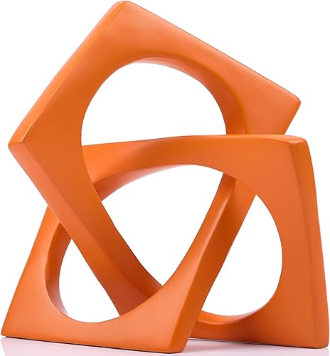 Miniatura 1 de Escultura geométrica moderna, decoración de estatua de nudo naranja, centro de mesa naranja para el hogar, decoración de mesa y figuras, para