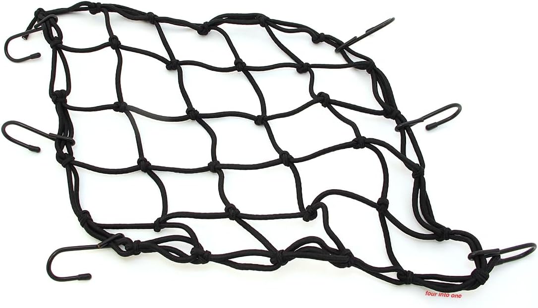 Universal Black Motorcycle ATV Cargo Net 15" x 15" - 5mm Cord 6 Hook