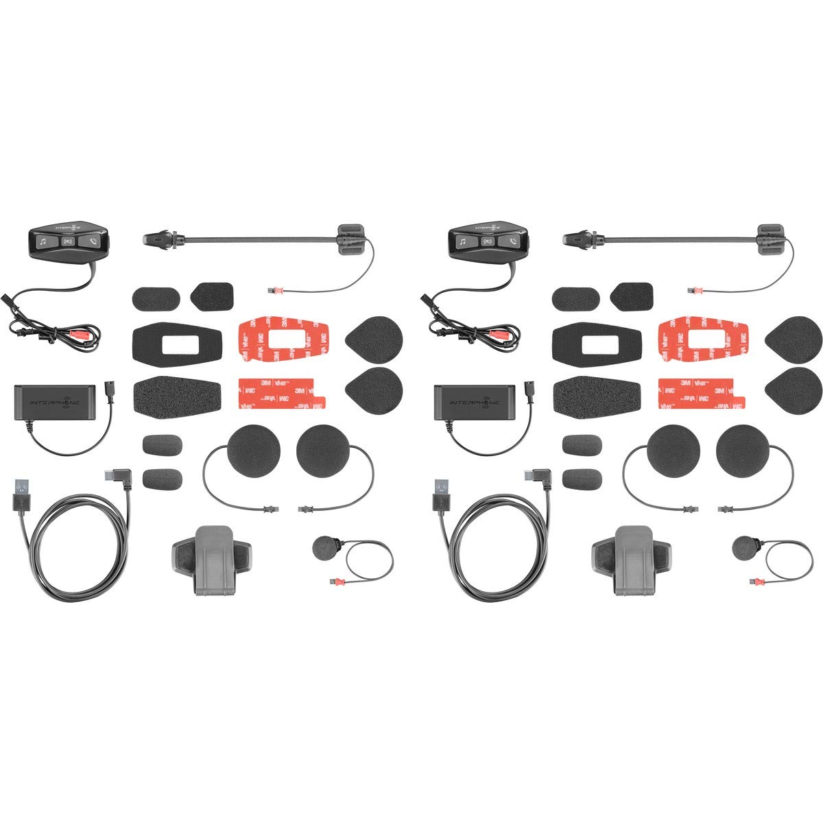 INTERPHONE UCOM2TP - Doppio - Interfono Bluetooth 5.0 da Casco per Moto, Uso Pilota, Distanza 600Mt, Autonomia Fino a 12 Ore, Mp3, GPS, Impermeabile IP67, Universale, Caschi, Set di 2