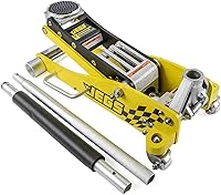 JEGS 3-Ton Low-Profile Aluminum Floor Jack | 3.5" Min Height, 360° Rotating Saddle, Lightweight 58 lbs for Easy Garage Use