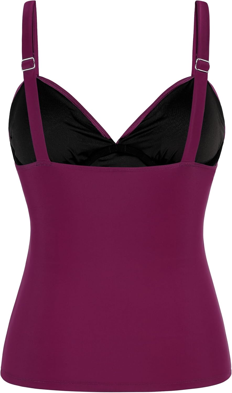 Hilor Women's Underwire Tankini Top Ruched Tummy Control Bathing Suit Tops Twist V Neck Swim Top Swimwear Only - Image 5