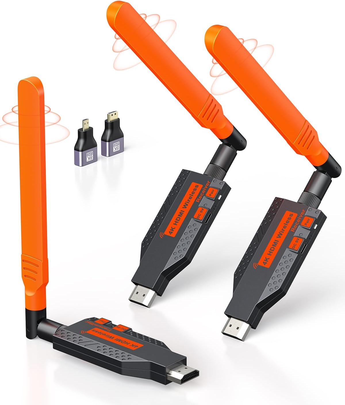 Wireless HDMI Transmitter and 2 Receivers, 4K Decode 1080P Full HD Output, 350FT/100M Long Range, 5.8G Extender Plug & Play Low Lag for Streaming Video/Audio Multiple TV/Monitor/Projector/DJs Wireless HDMI Transmitter and 2 Receivers, 4K Decode 1080P Full HD Output, 350FT/100M Long Range, 5.8G Extender Plug & Play Low Lag for Streaming Video/Audio Multiple TV/Monitor/Projector/DJs