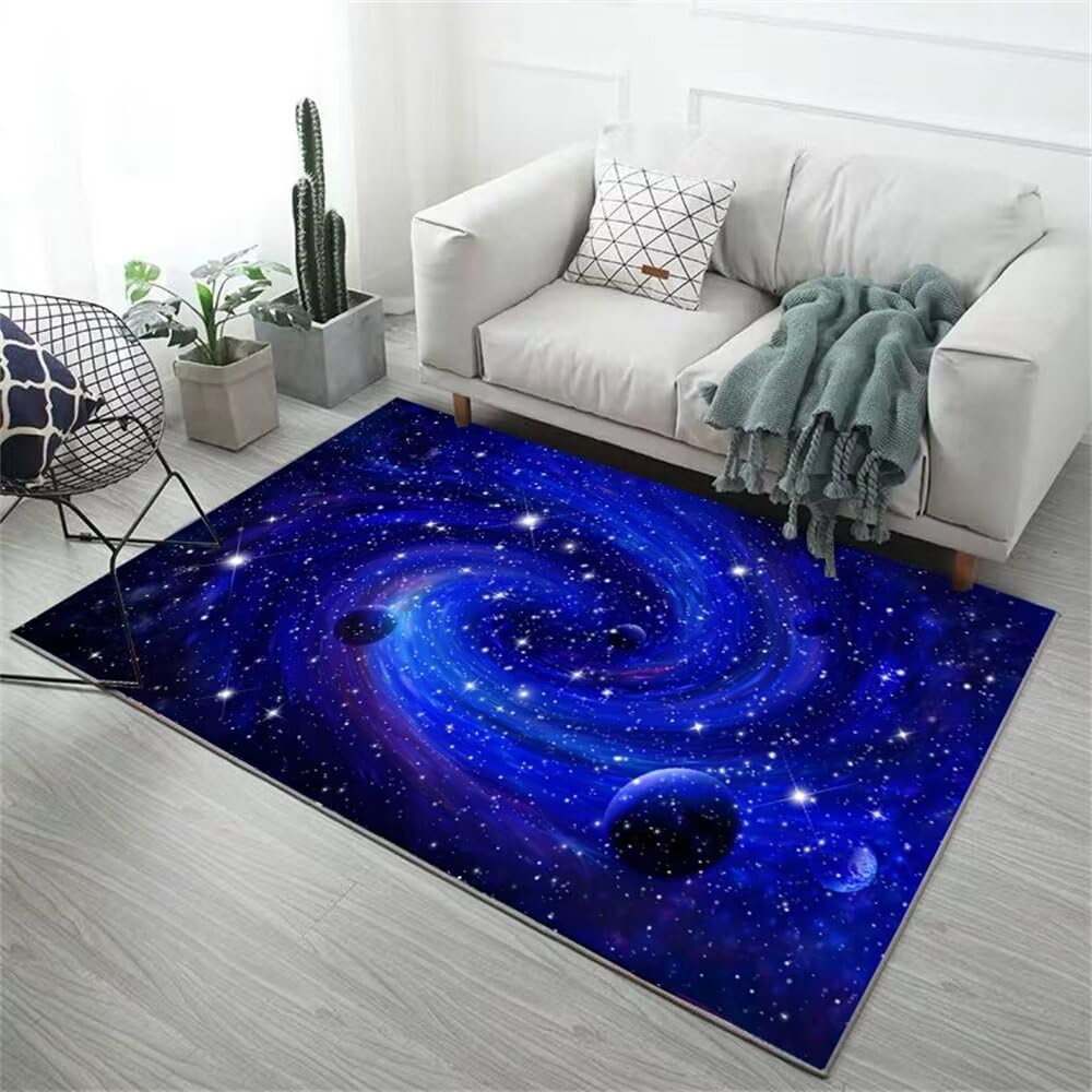 Tapis doux bleu lavable et facile à entretenir pour salon