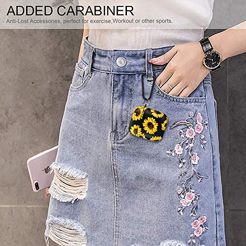 Airpod Case,Flexible Silicone Cover Cases For Airpods 1St/2Nd With Cute Sunflowers Floral Design For Girls Women,Shockproof Protective Tpu Airpod Case With Keychain Compatible With Wireless Charging #TOP3