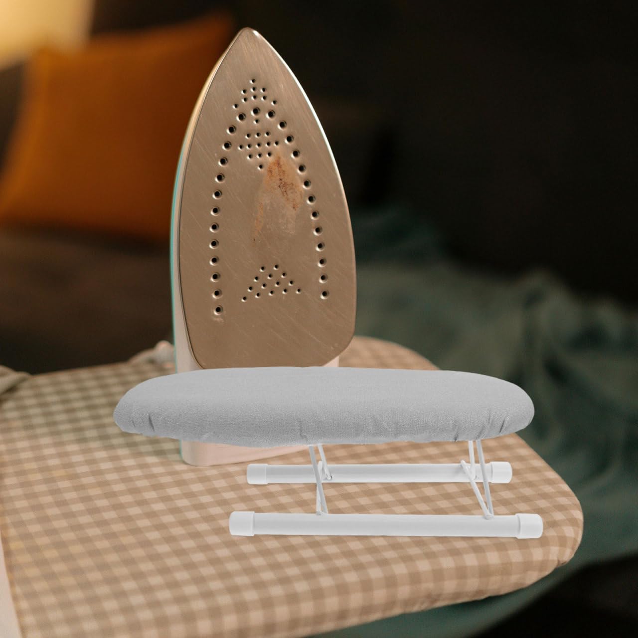 TOYANDONA Portable Folding Heat Resistant Ironing Stand Sleeve and Collar Board with Silver Fabric Cover for Home and Travel Dormitory Use