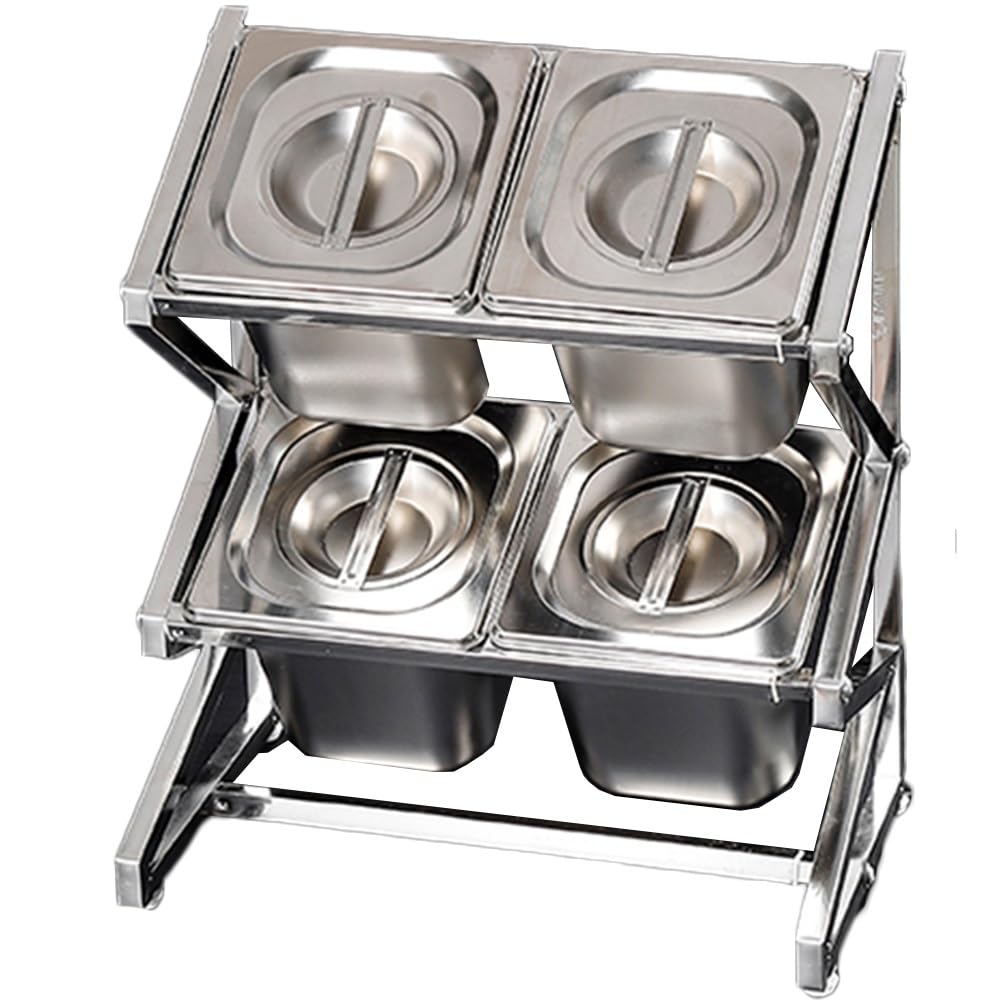 GTHTUHFD Expandable Stainless Steel Spice Rack For 10 Pots & Pans With Spoon Holder Countertop Condiment Organizer,Argento/Sib-25.4X8.9X17IN