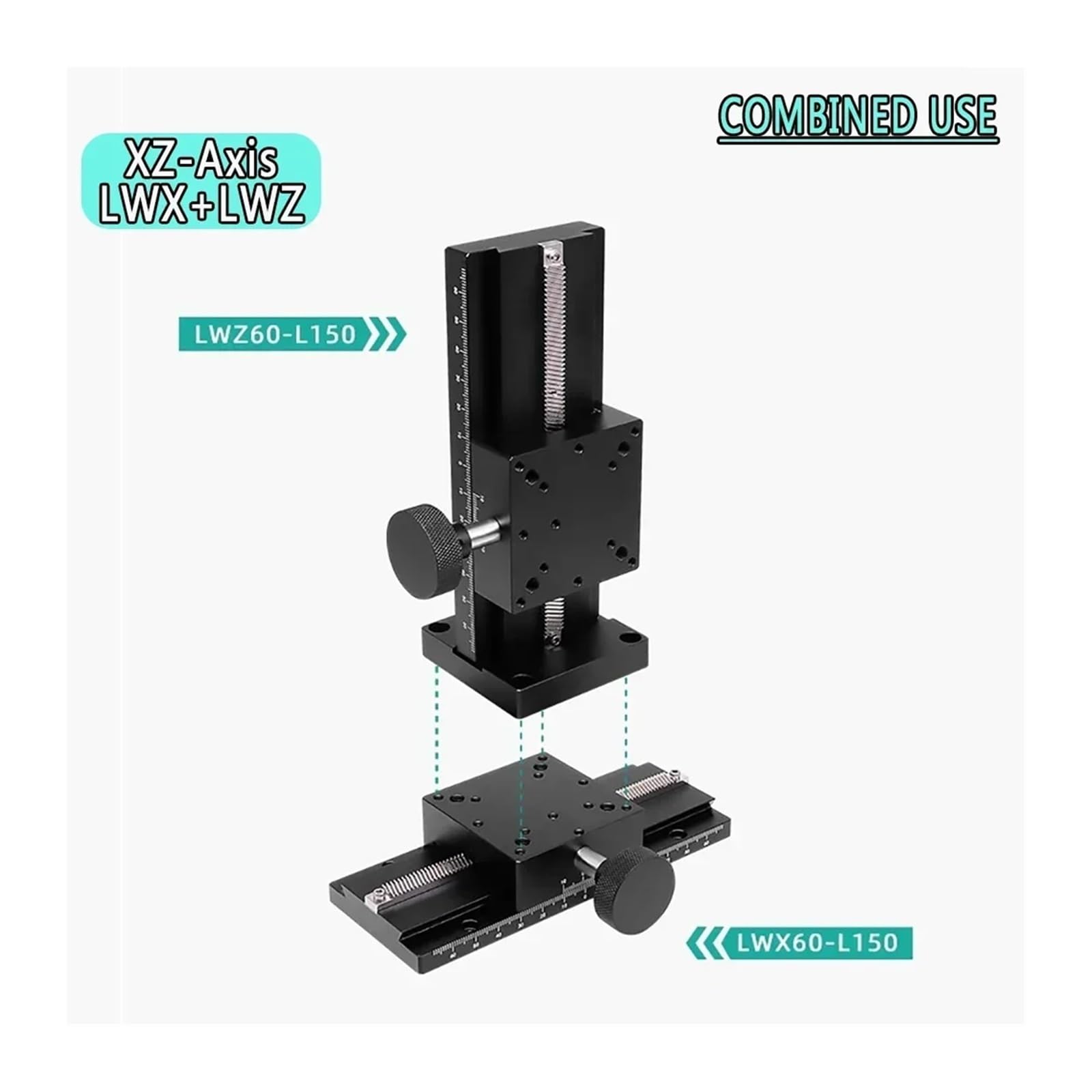 1 pz. Tavolo Scorrevole Manuale Tavolo lineare Corsa Lunga Piattaforma di Spostamento ASSE X/Z/XZ(X Axis-LWX40,Length 100mm)