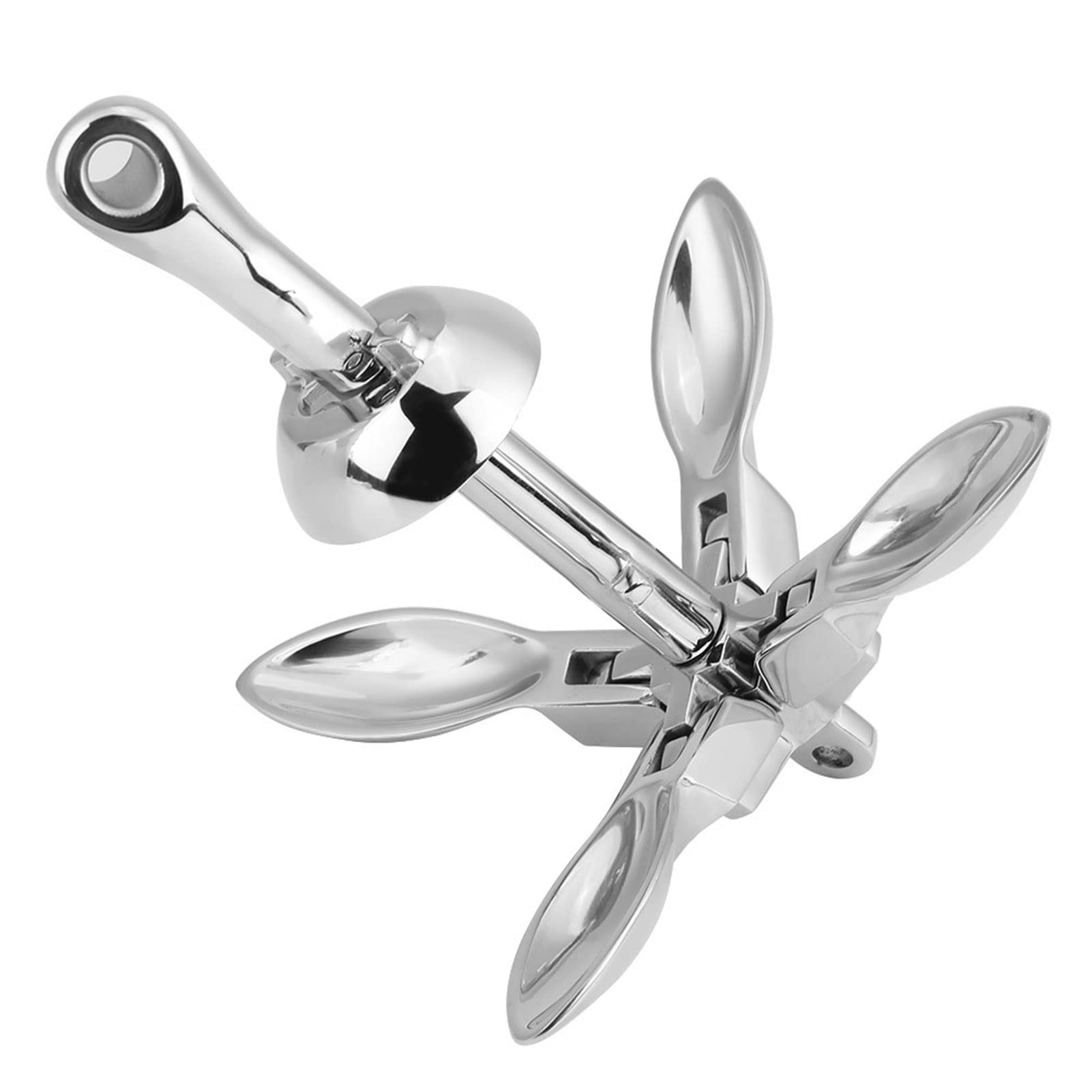 Haofy Ancre de Grappin Pliante en Acier Inoxydable pour Yacht Marin, Ancre de Bateau Robuste pour Matériel D'amarrage, Facile à Installer, 0,7 Kg, pour Yacht Marin