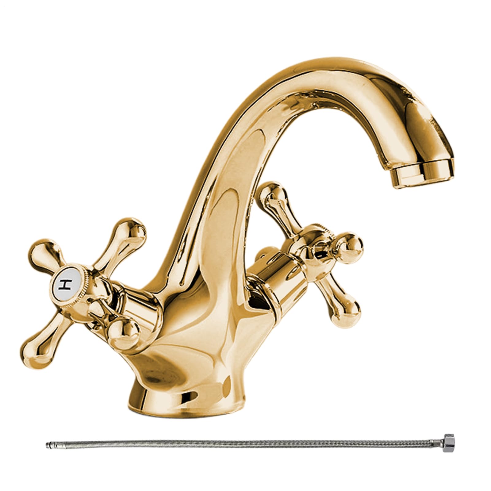 Rubinetto Lavello Miscelatore Monoforo a Due Maniglie Acqua Calda e Fredda