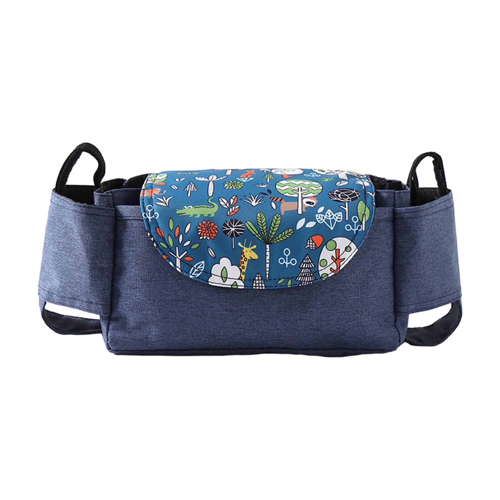 Hiseng Pram Bag Pram Accessories with Insulated Cup Holders, Grey Universal Pram Organiser Multifunctional Buggy Bag, Pram Organiser Bag for Diaper Storage, Baby Bottle, Toys (Tree,35x15x11cm)
