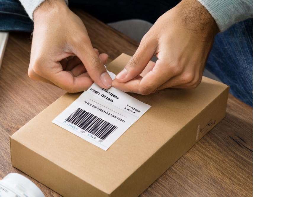 Thermo-Etiketten Weiß 100 x 150 mm 500 Stück pro Rolle Versandetiketten auf Rolle mit Perforation haftend selbstklebende Etiketten für Thermodrucker Logistik Lager Papieretiketten (10)