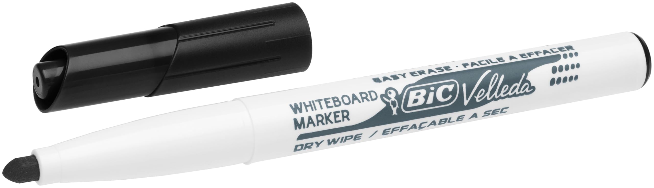 BIC Velleda Marcatori Cancellabili Pennarelli per Lavagna Punta Media 1.4mm Confezione da 12 Nero