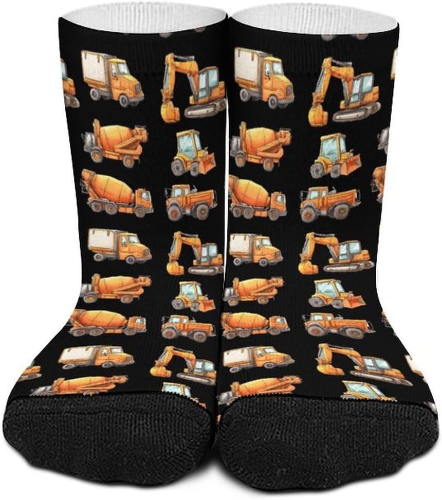Construction Vehicles Knee High Socks Athletic Long Stockings Sport Casual Crew Tube Sock Boot