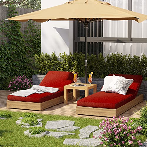 Sundale Outdoor Waterproof Olefin Chaise Lounge Cushions, Outdoor/Indoor Durable Thicken Pad With Straps, Perfect For Courtyard, Patio, Garden, Living Room (Red, 80" W X 26" D X 4" T) #TOP5