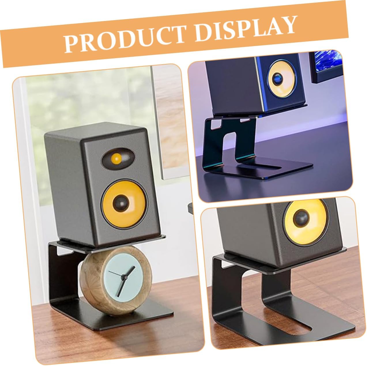 VANZACK Desktop Speaker Stand Metal Rack for Computer Speakers Durable Elevated Design for Clutter Workspace Compatible with Various Desktop Models Sturdy Easy Installation