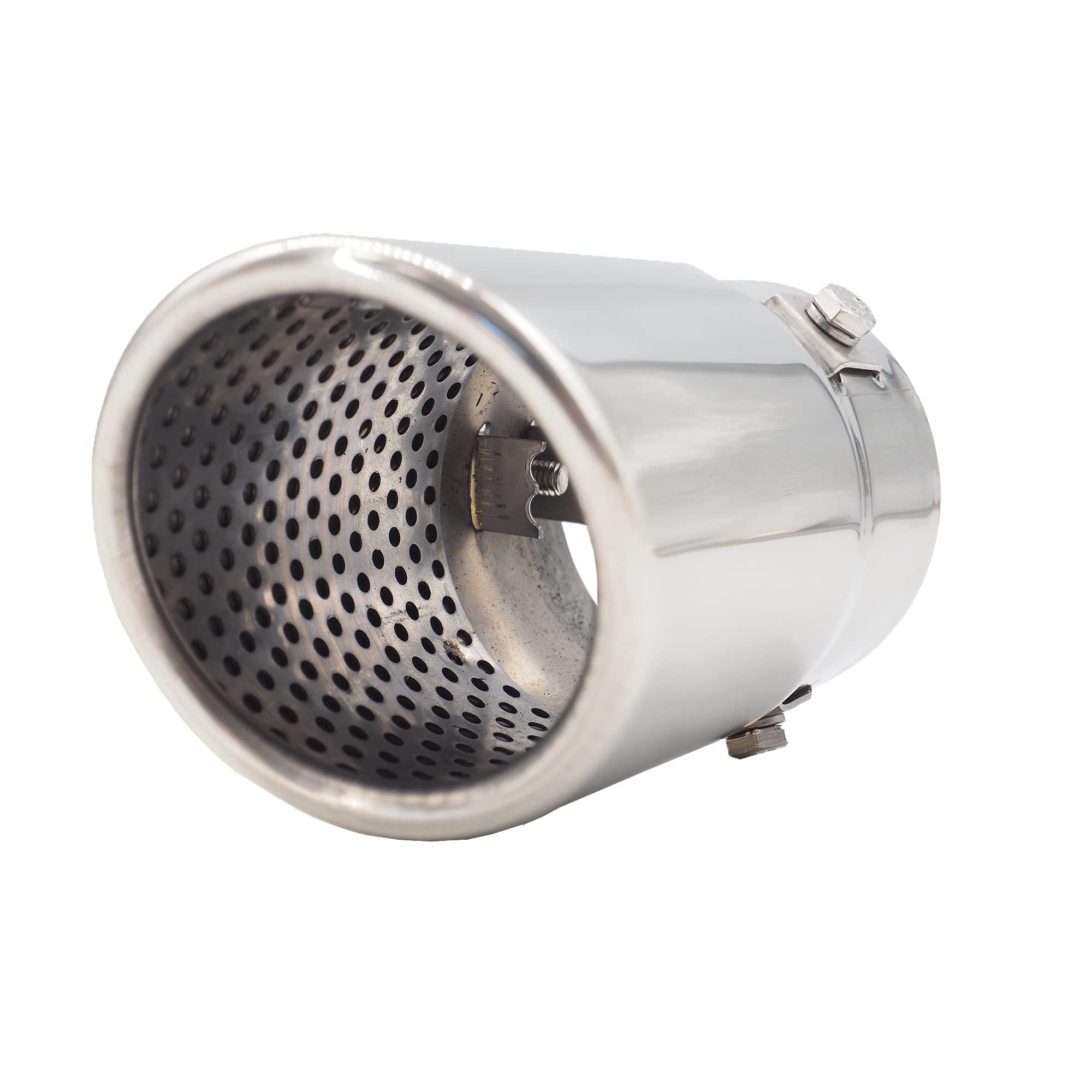 Simoni Racing Embout d'Échappement Rond/Oblique Inox - Ø76xL128mm - Montage ->68mm.