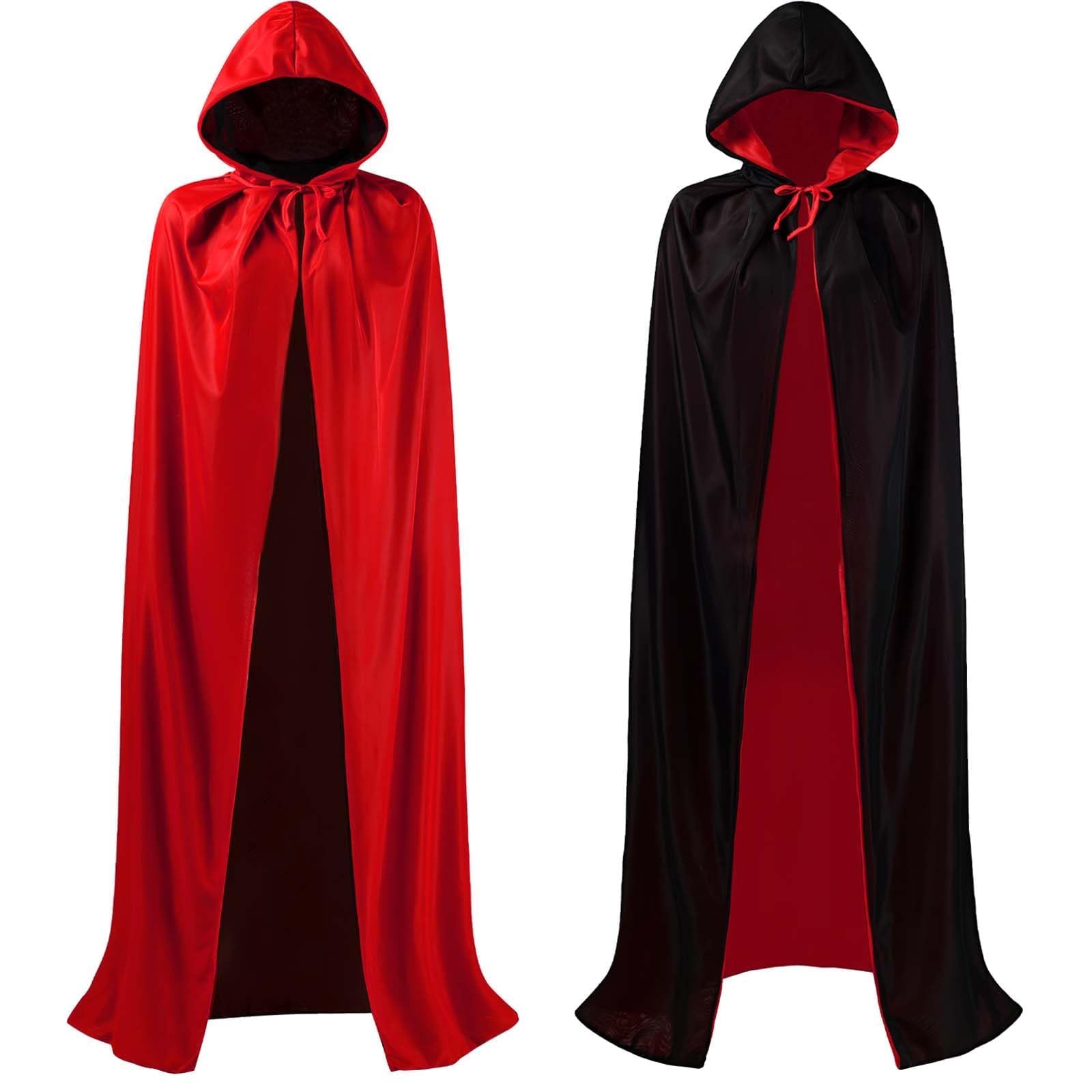 AUXHCYL Vampire Cape for Men Women, Reversible Halloween Vampire Cloak with Hood, Black and Red Cape Costume for Carnival, Fasching, Masquerade