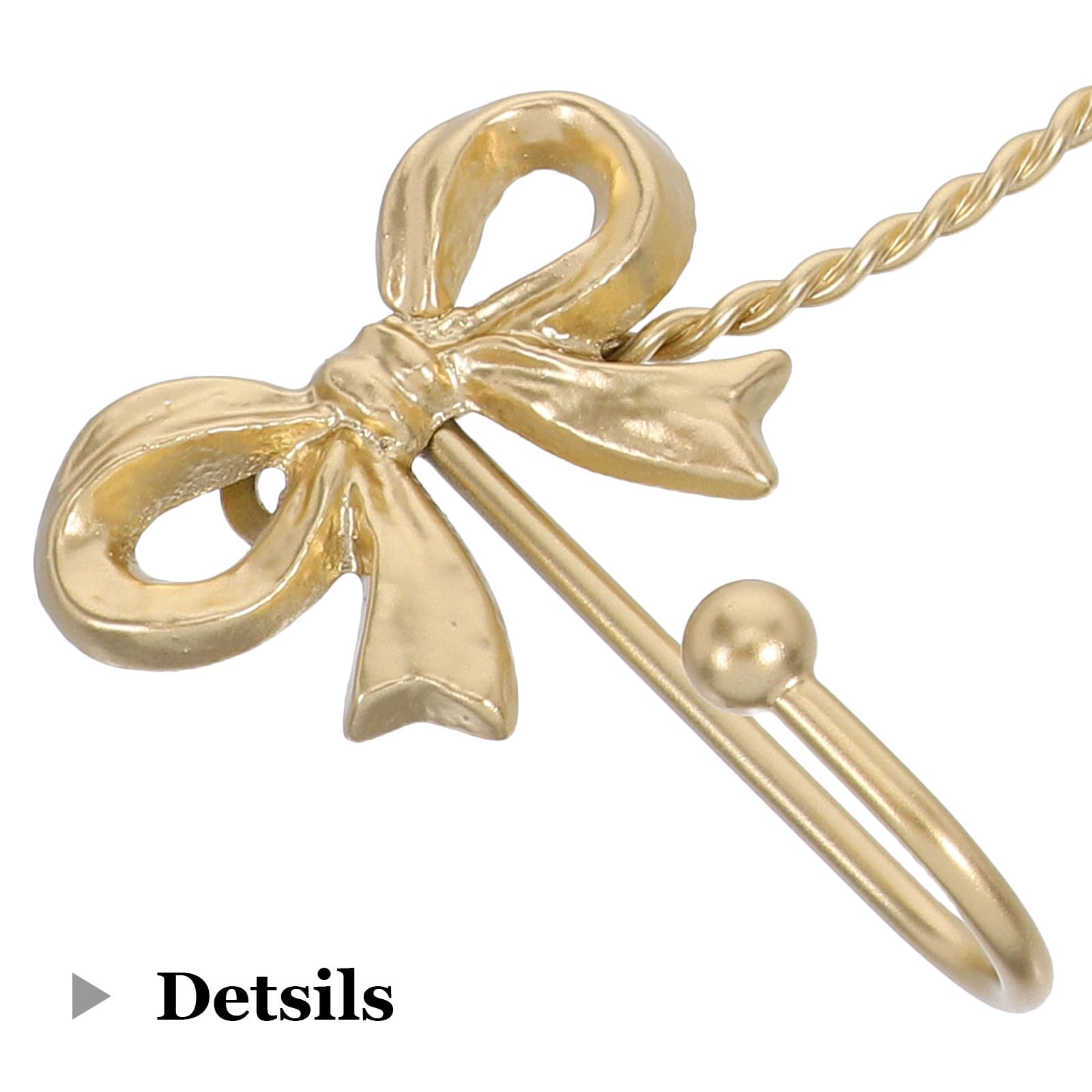 Housoutil Ganchos de Pared Metálicos de Hierro Diseño de Lazo Dorado, Set de 3 Ganchos Decorativos para Llaves, Abrigos y Toallas, Ideales para Baño, Cocina y Oficina, Ahorro de Espacio