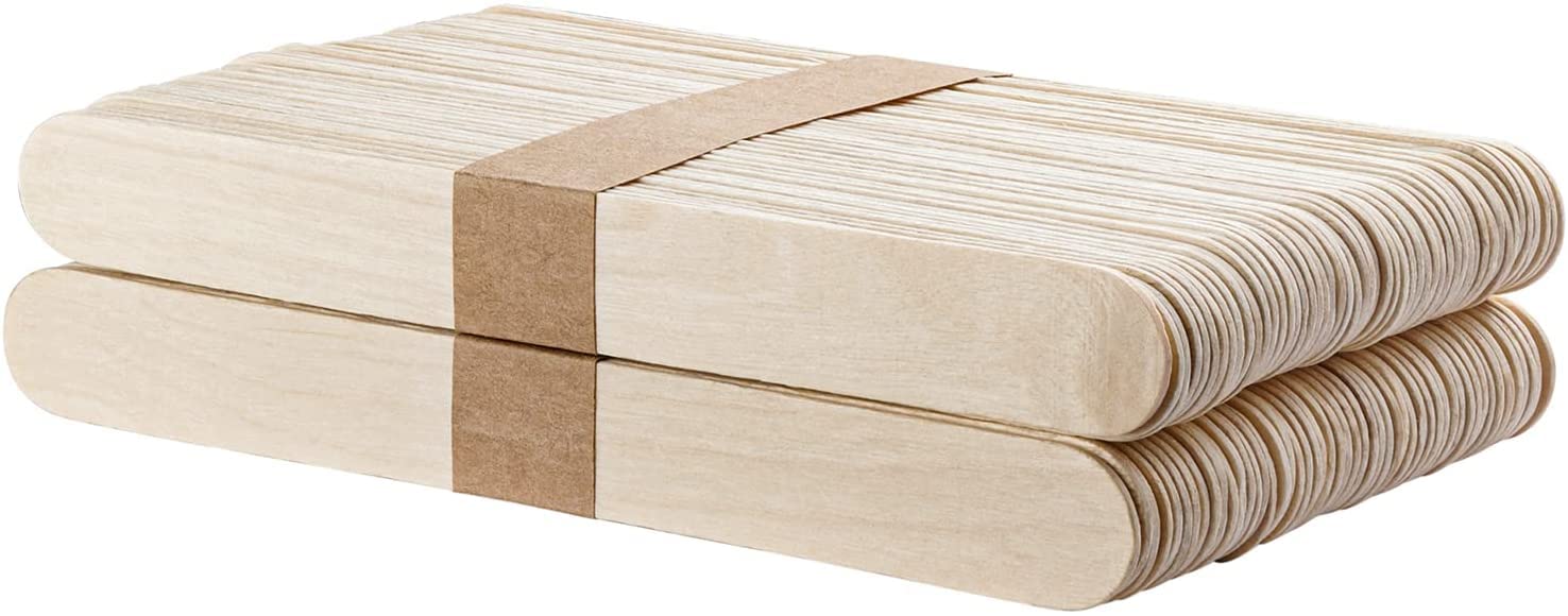 Just Flowers Big Size 100 Pc Wooden Multi-Purpose Popsicle Sticks, Craft, Ice Cream, Wax, Waxing, Tongue Depressor Wood Sticks for DIY Crafts or School Projects (20x2 CM)