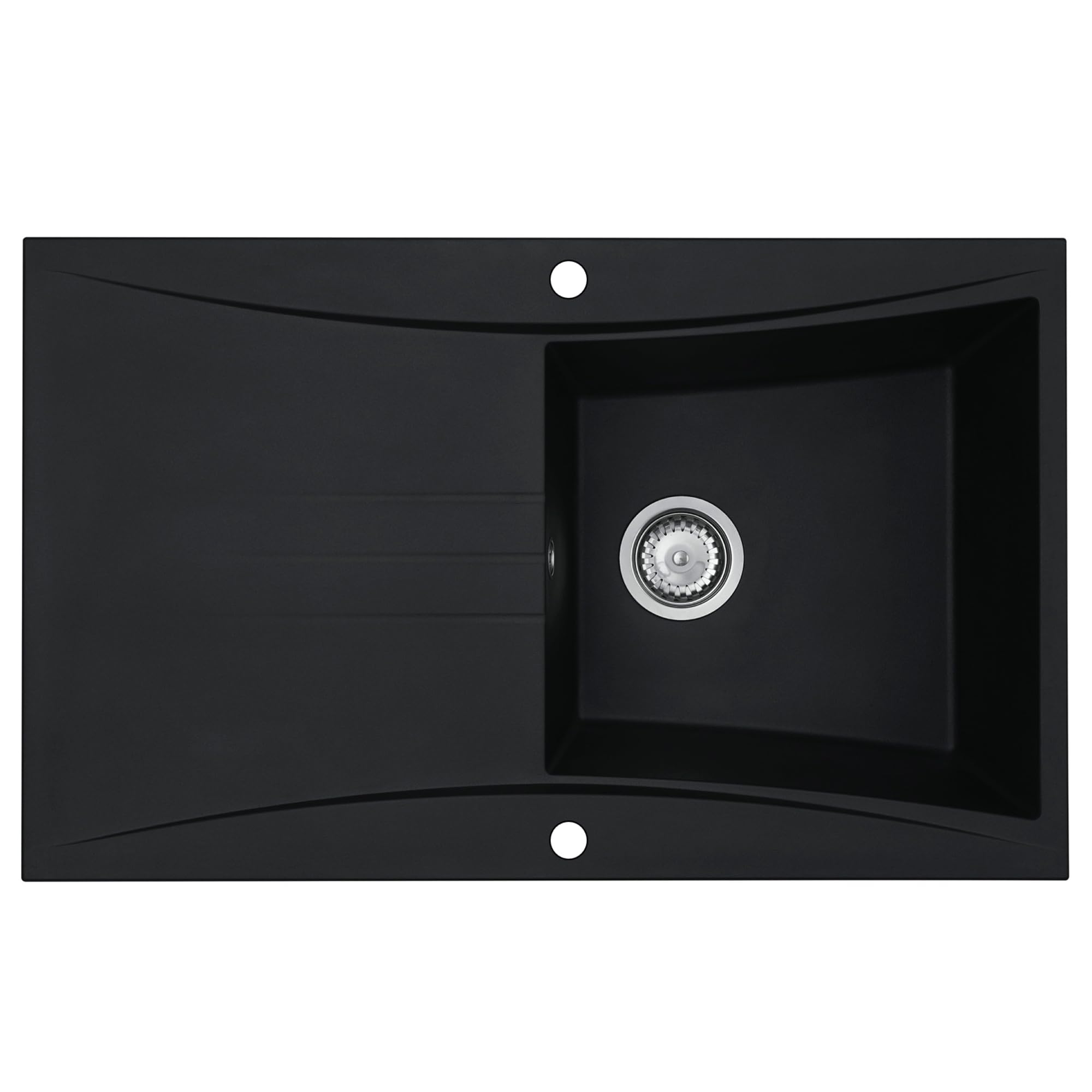Liquida SEV860BL 1.0 Bowl Composite Reversible Black Kitchen Sink and Waste Kit