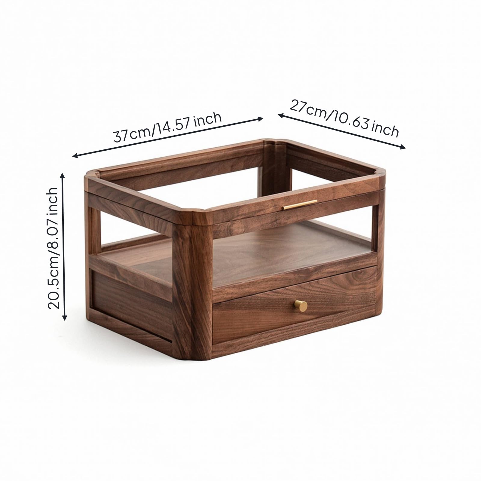 Qianly Organizador con Tapa Transparente Elegante Caja Organizadora Resistente Contenedor para Escritorio, Negro Nuez, Gabinete De Un Cajón Wumian