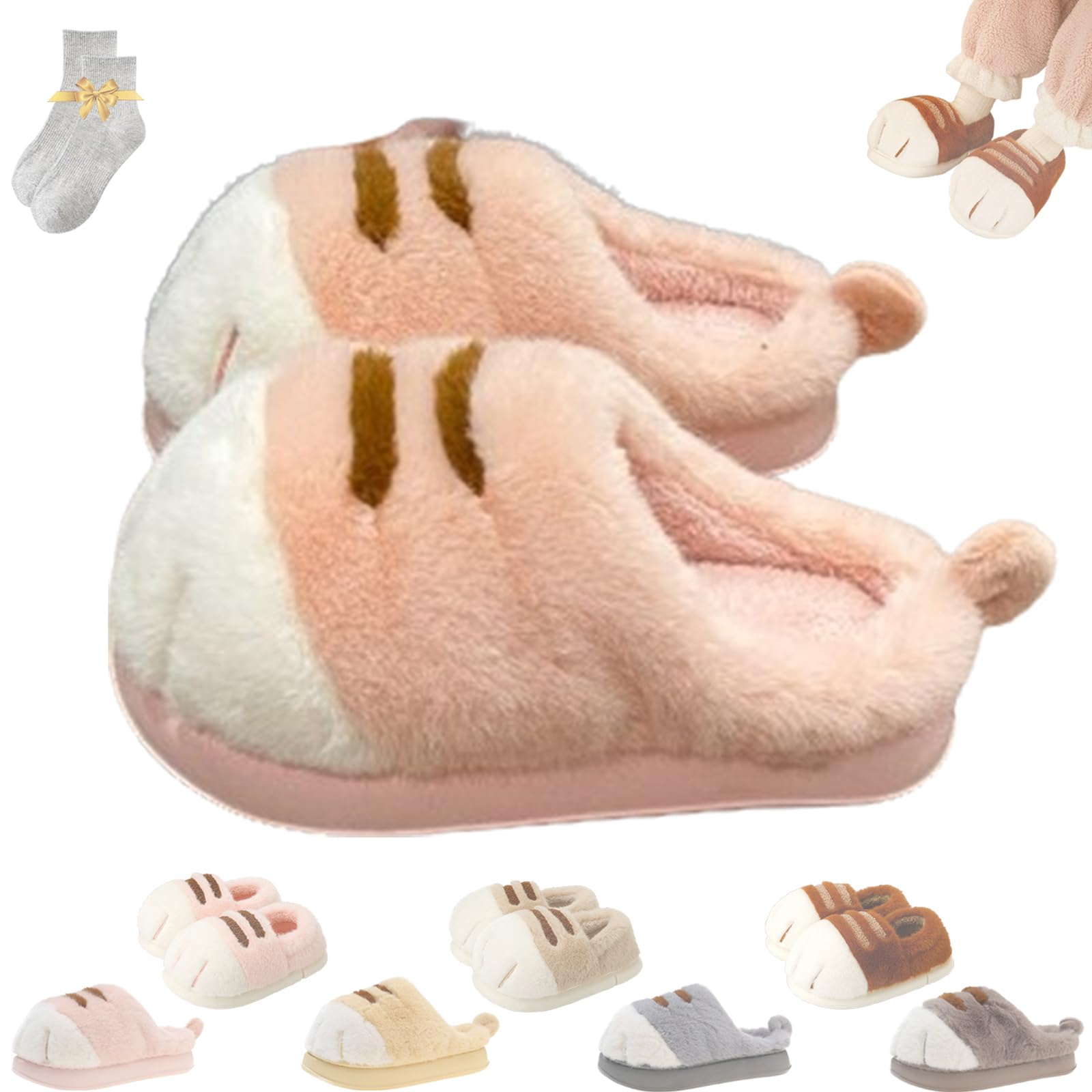 Cat Paw Slippers for Women,Cat Feet Slippers,Cat Foot Slippers,Indoor Outdoor Cute Funny Warm Cozy Fuzzy Winter House Shoes (Pink,36-37)