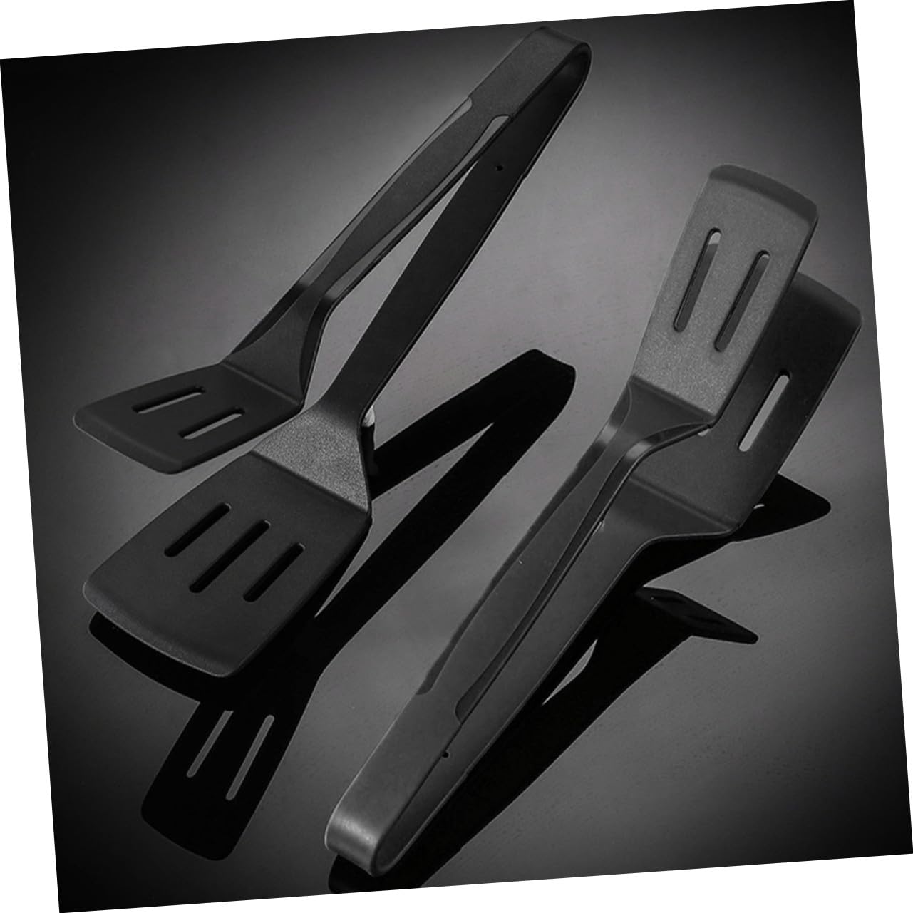 GALPADA Set e Facile da Usare 2 Pezzi Pinze Barbecue in Silicone Nero Design Semplice Resistente al Calore per Cucinare e Girare Cibo in Cucina a Colazione