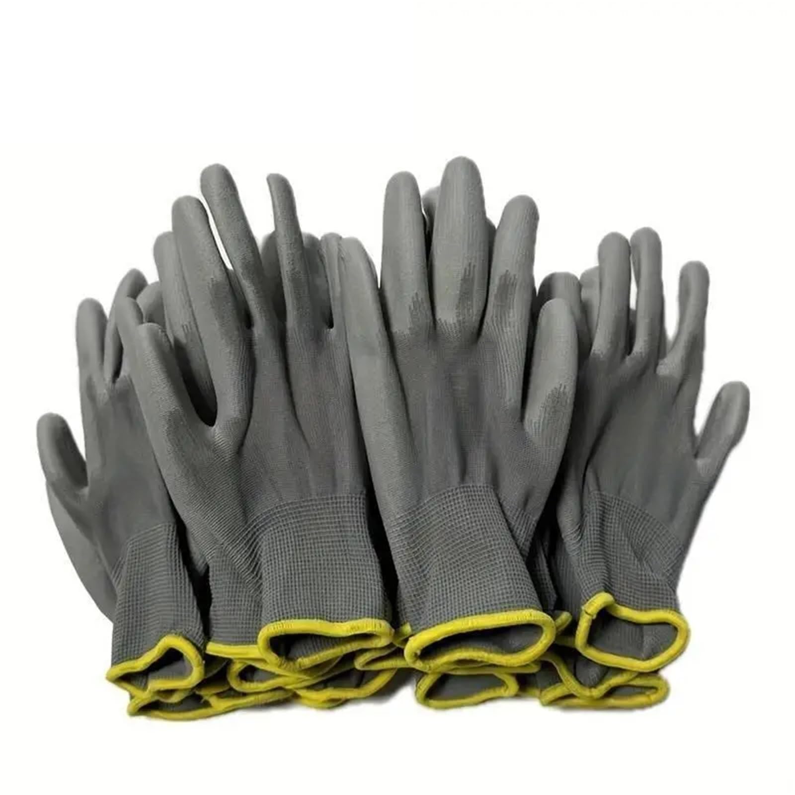 Compatible con 12 pares de guantes de trabajo de seguridad con revestimiento de palma negros y grises for trabajos de reparación y carpintería(Gray 12 pairs,M)
