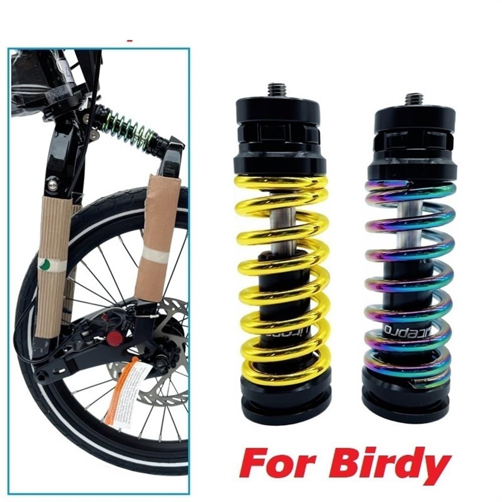 Amortiguador Trasero Bici MontañA For los choques delanteros de la bicicleta amortiguación ajustable amortiguador amortiguar aleación titanio el eje(Colorful)
