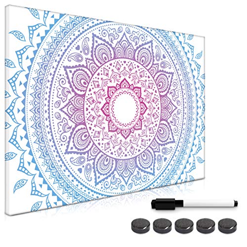 Navaris Magnettafel Magnetpinnwand Memoboard zum Beschriften - 60x40 cm Notiztafel div. Designs - Tafel abwaschbar mit Halterung Magneten Stift