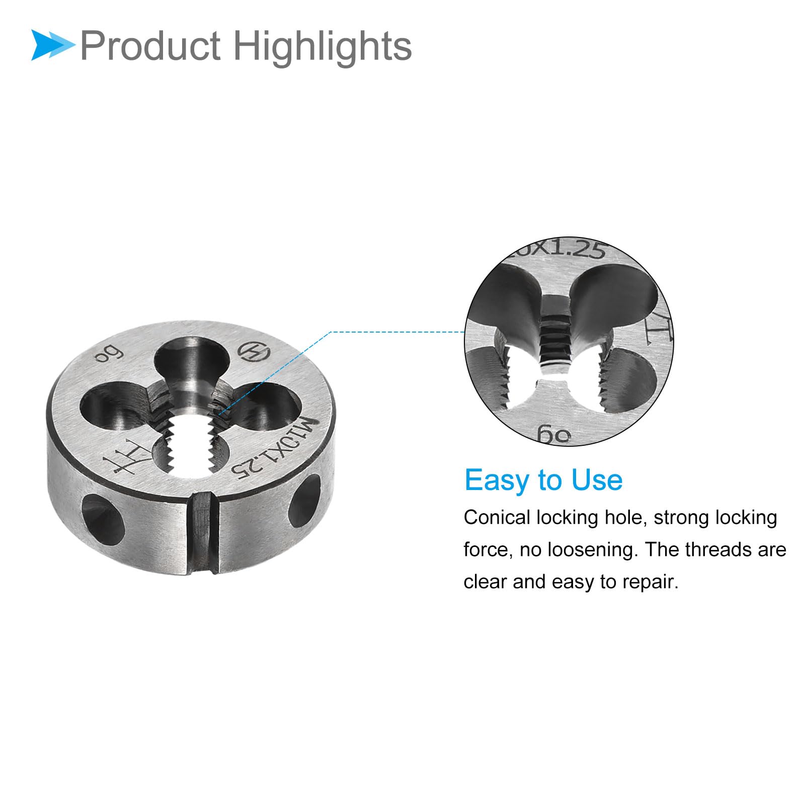 CoCud Round Thread Repair Die, M10x1.25 Die 30mm OD - Image 4