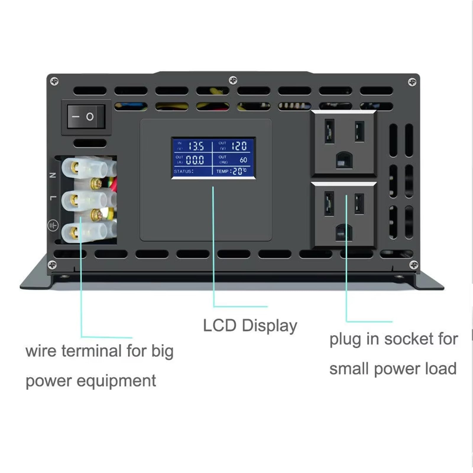 Inversor Inversor De Onda Sinusoidal Pura 4000W Pico 2000 W Batería 12V/24V/36V/48V CC A 120/220/230/240V CA Convertidor Panel Solar/inversor Eólico(12V,240V)