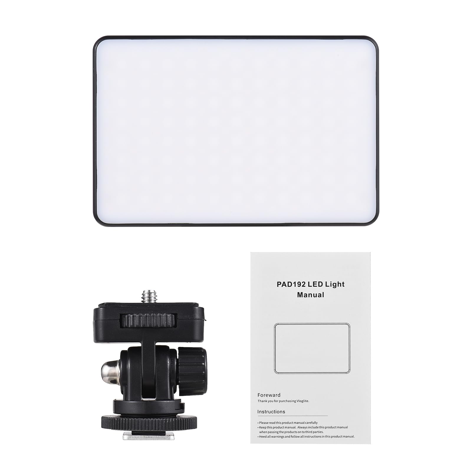 Andoer Pannello di luce video a LED, dimmerabile, 196 LED, luce video per fotocamera, 2500 K – 9000 K, luce video in streaming con supporto per flash da 1/4", foro filettato da 1/4" della serie NP-F,