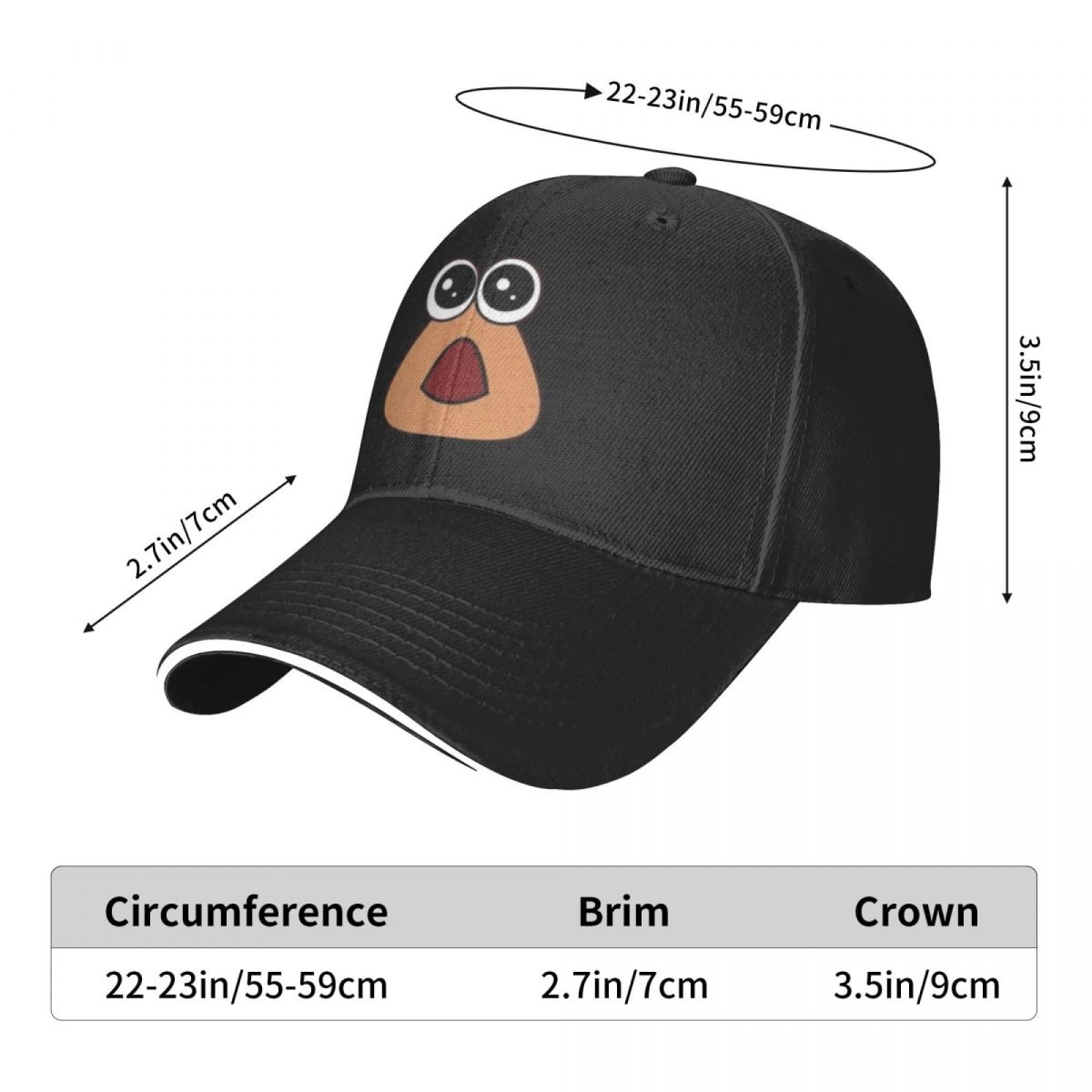 pou Hambriento :(Gorra de béisbol de Espuma para Fiesta Sombrero Hombre para el Sol Sombrero para niños Diseñador Hombre Mujeres