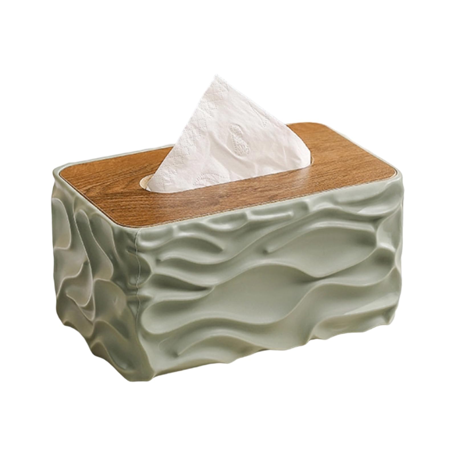 ZEPFJHE Wooden Finish Tissue Holder with Body and Waved Detail Multipurpose Tissue Dispenser for Any Interior Space Offices Desk Accessory