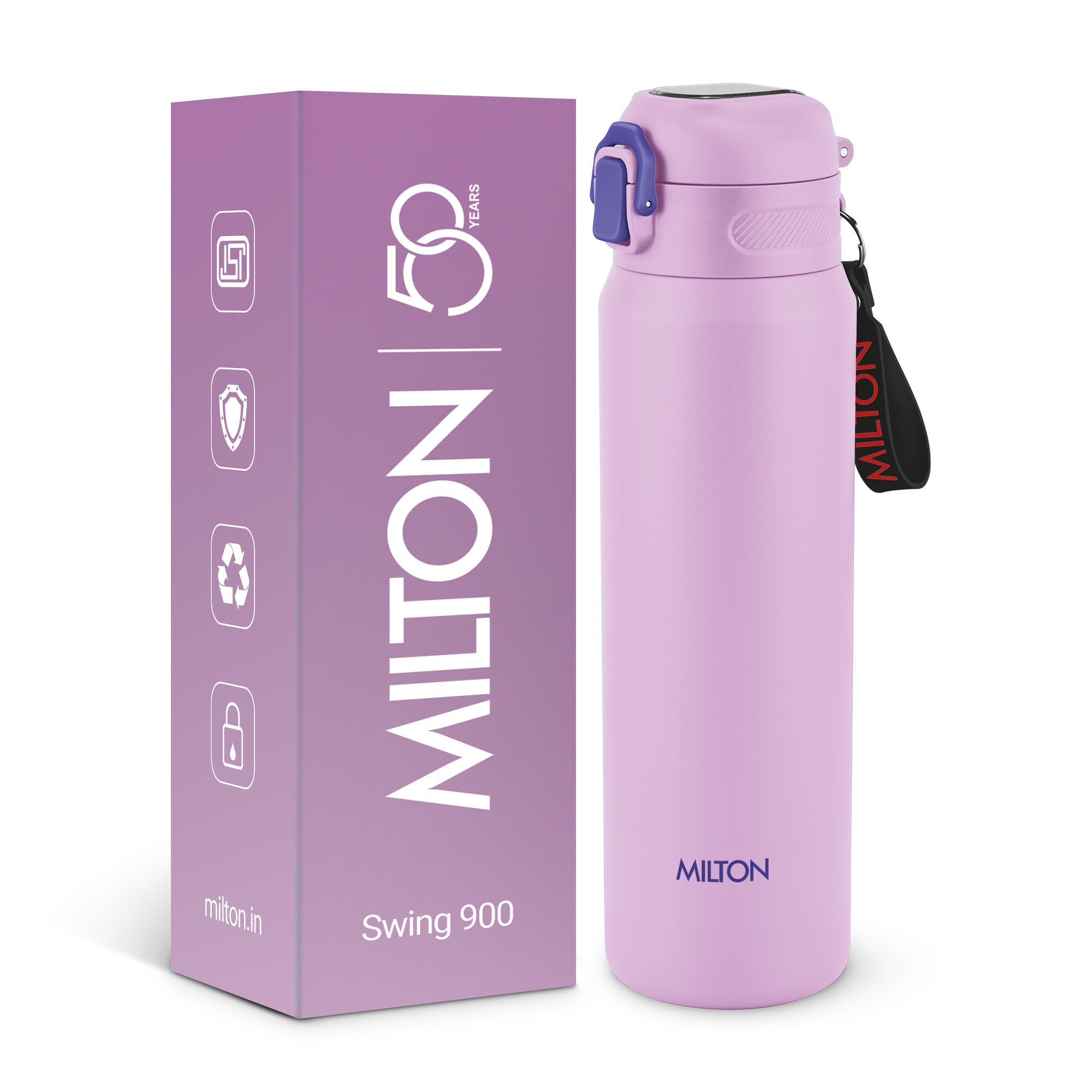 Milton Swing 900 Thermosteel Water Bottle 770 ml with One Touch Safety Lock, Long Hours Hot and Cold, Leak Proof Lid, ISI Certified I Vacuum Insulated I for Office, Gym, School I Purple-image-37