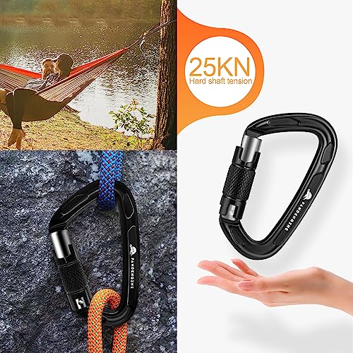 T-Fly Auto Locking Climbing Carabiner Clips 25KN (5620 lbs), Heavy Duty Carabiners for Rock/Ice Climbing, Rappelling, Rescue, Hammocks 3.9" Large Size - Image 6