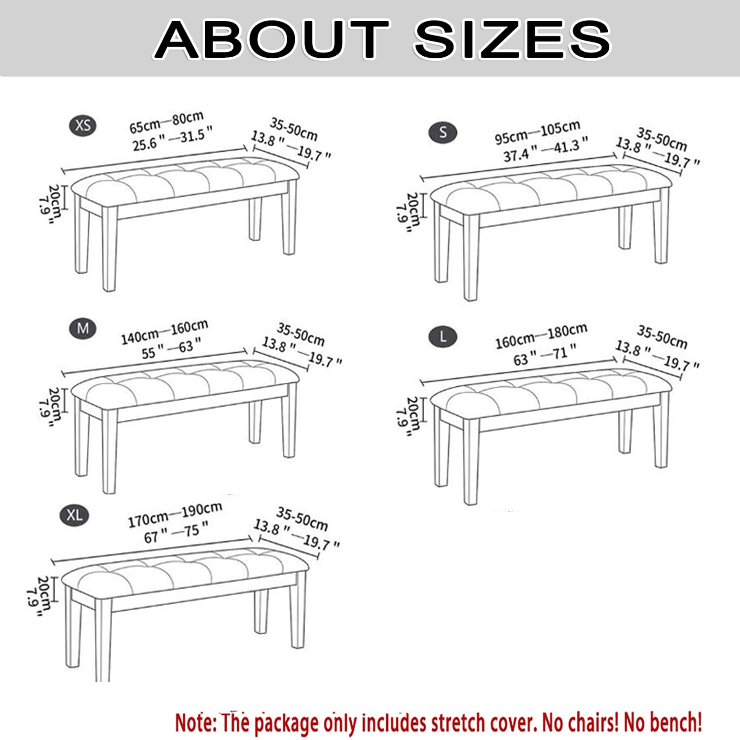 Rechteckige Stretch-Bankbezüge, Anti-Staub, abnehmbarer Langstuhl-Schonbezug, waschbarer Sitzschutz für Wohnzimmer, Schlafzimmer und Küche (L: 160 cm - 180 cm, Grau)