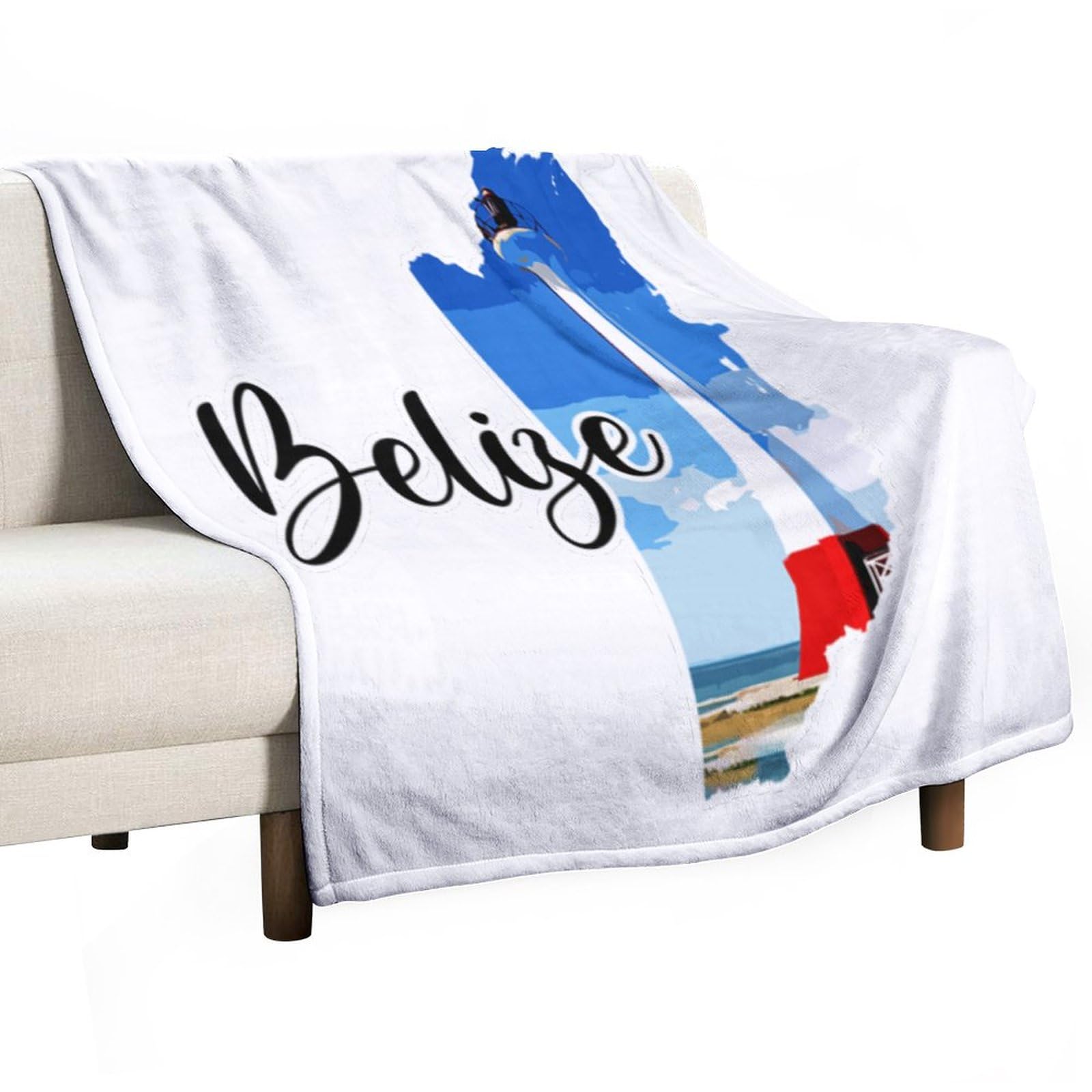 Couverture polaire Belize 178x203cm chaude et légère imprimé voyage