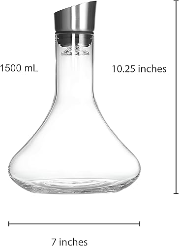 Miniatura 3 de LEMONSODA Decantador de vino de vidrio completo con aireador, filtro y kit de limpieza, cristalería transparente, sin plomo, gran regalo para los