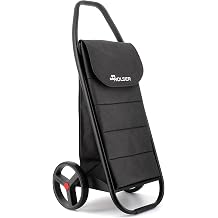 Rolser COM Tweed Shopping Trolley Polar Black Tube 2 Large Wheels - Black