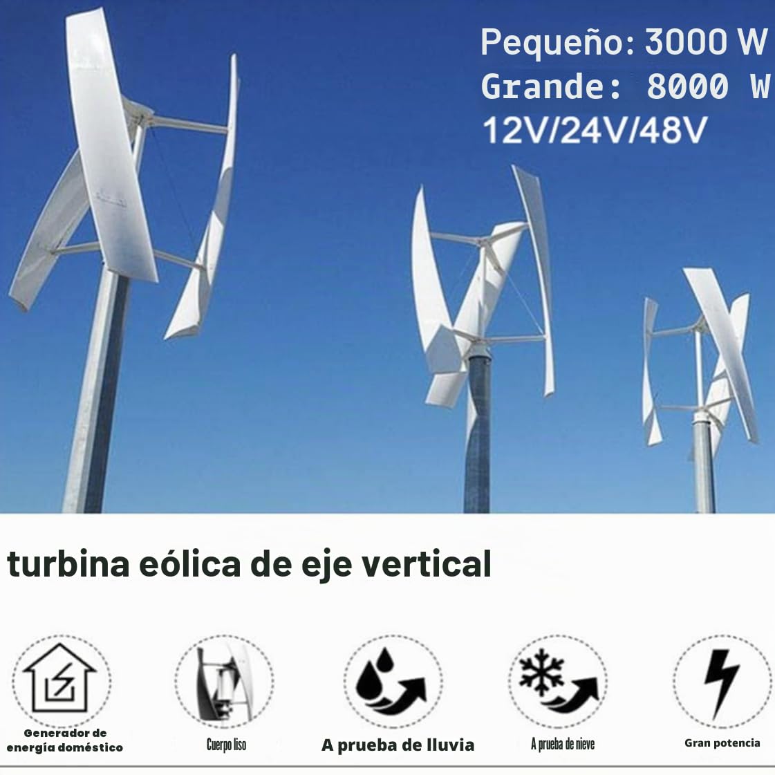 Kit De Generador De Turbina Eólica De 3000 W/8000 W, Kit De Generador De Turbina Eólica Vertical, Equipo Productor De Electricidad, Energía Eléctrica Para El Hogar Kit,3000W-48V