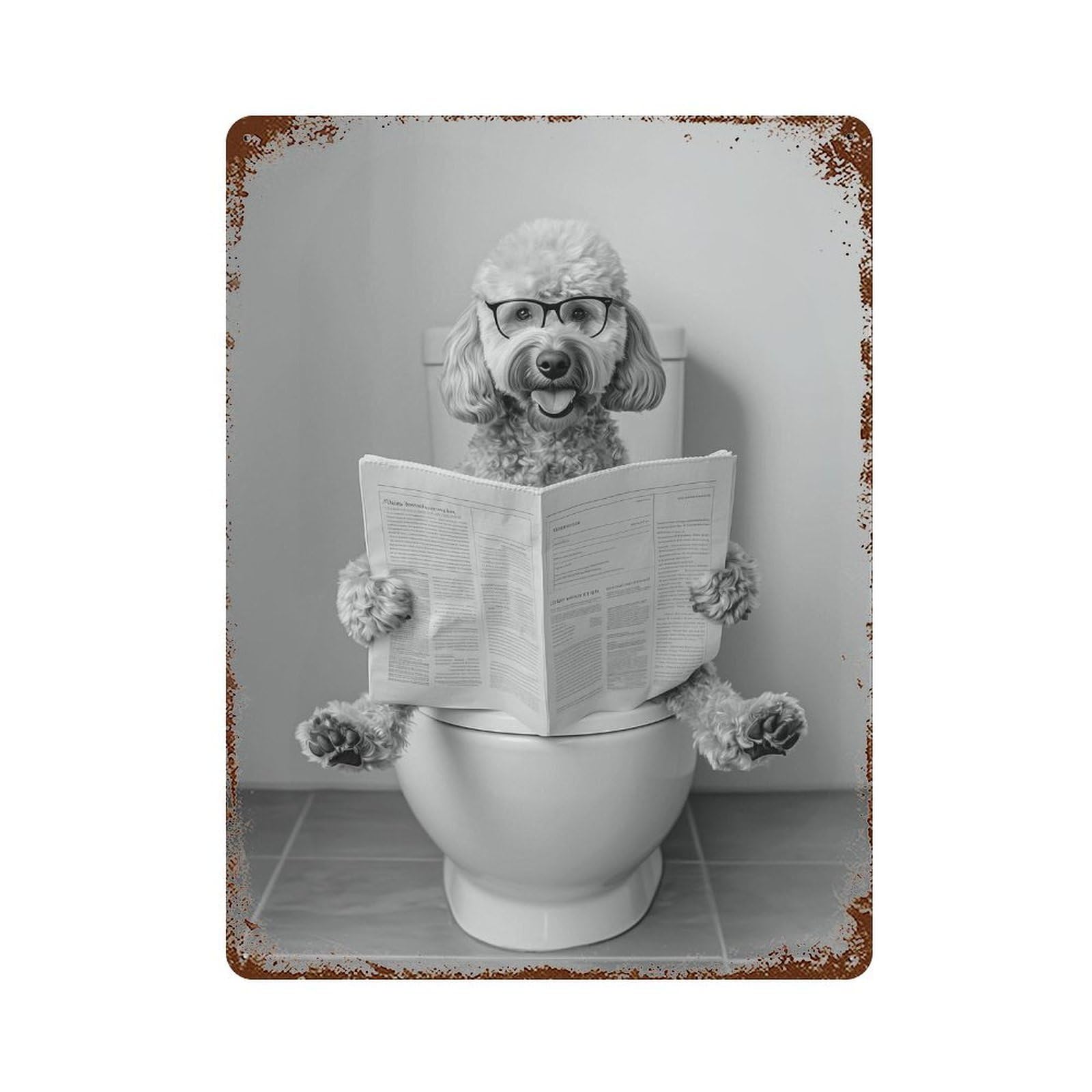 xiaoxiaoshen Funny Goldendoodle Bathroom Print Wall Decor Art Metal Tin Poster Modern Home Decor Art Home Bar Shop Decorations Vintage Sign 40x30cm