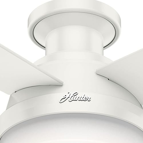 Miniatura 9 de Hunter - Ventilador de techo de interior de 52 pulgadas con luz LED y control remoto, ventilador de techo moderno blanco, montaje de perfil bajo, 4