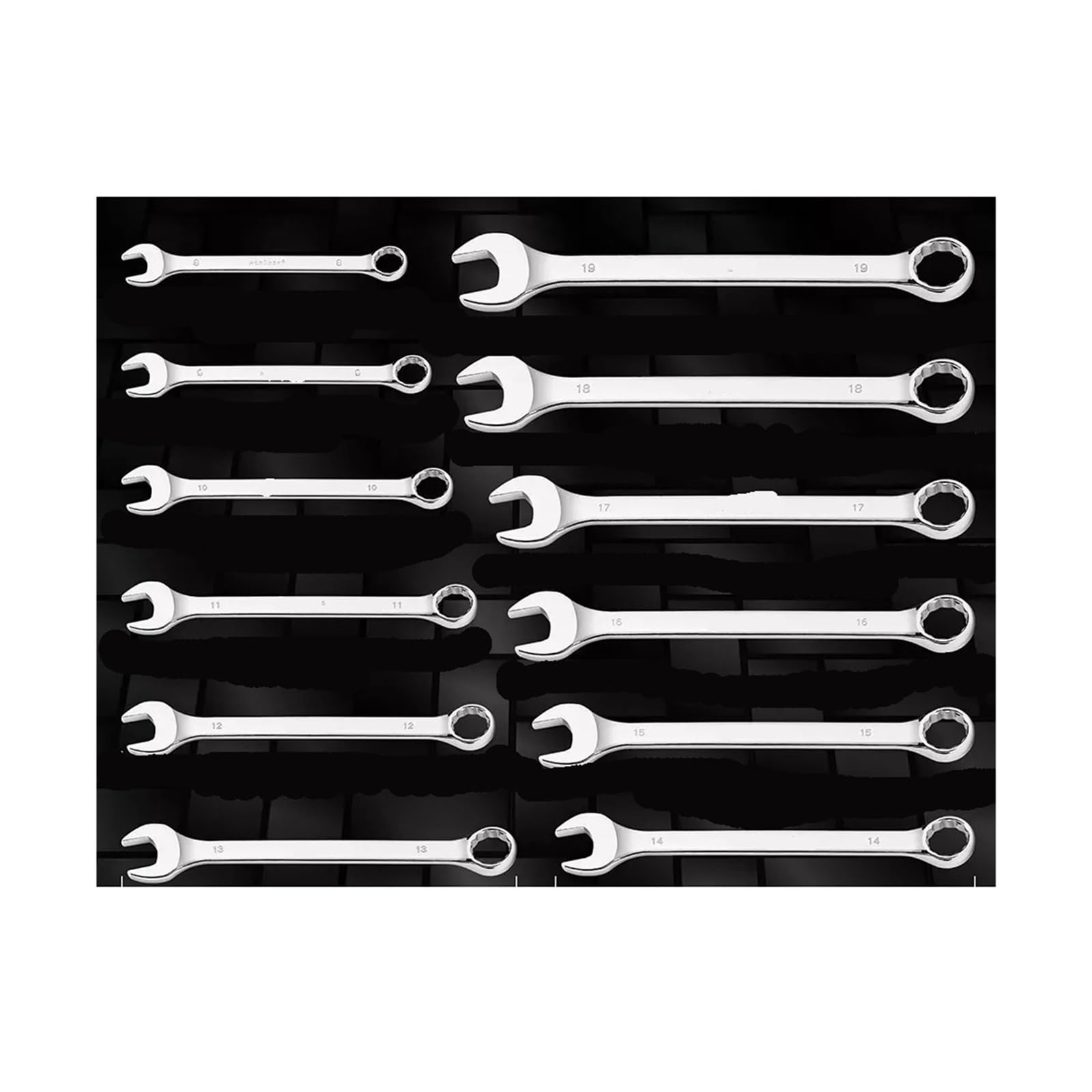 Khfgdhg One Color 12Pcs Metric Spanner Set Ring Open Ended Spanners Crv With Rack 8-19Mm